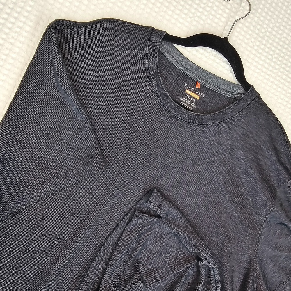 Van Heusen Men's Casual Short Sleeve Shirt Gray Top Stretch XXL SS